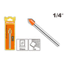 BROCA PARA VIDRIO Y AZULEJO 1/4 PLG, DE ACERO, PUNTA CARBURO DE TUNGSTENO YG6X, RICOTA.