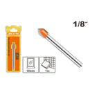 BROCA PARA VIDRIO Y AZULEJO 1/8 PLG, DE ACERO, PUNTA CARBURO DE TUNGSTENO YG6X, RICOTA.