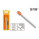 BROCA PARA VIDRIO Y AZULEJO 3/16 PLG, DE ACERO, PUNTA CARBURO DE TUNGSTENO YG6X, RICOTA.