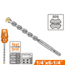 BROCA SDS PLUS PARA CONCRETO 1/4 X 6-1/4 PLG. PUNTA DE CARBURO. RICOTA.