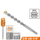 BROCA SDS PLUS PARA CONCRETO 3/8 X 6-1/4 PLG. PUNTA DE CARBURO. RICOTA.