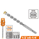 BROCA SDS PLUS PARA CONCRETO 1/2 X 6-1/4 PLG. PUNTA DE CARBURO. RICOTA.