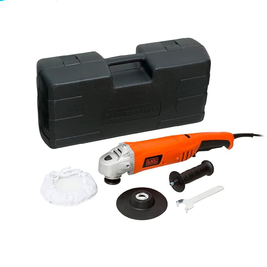 PULIDORA AUTOMOTRIZ, DE 7 PULGADAS, 1,300 WATTS, VELOCIDAD VARIABLE, CON MOPA Y CAJA PLASTICA. MARCA BLACK + DECKER, WP1500K-B3