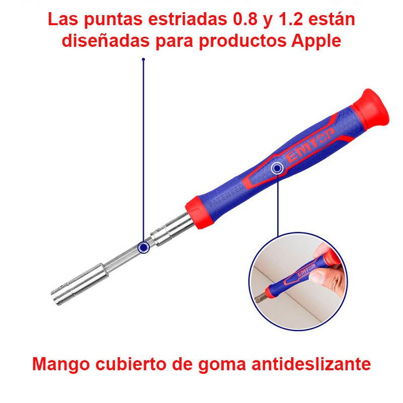 Juego de desarmador de precisión con 30 puntas intercambiables, Emtop, ebst03202, EBST03202