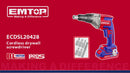 Atornillador inalámbrico para tablayeso, Emtop, ECDSL20428