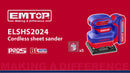 Lijadora orbital de 1/4 de hoja inalámbrica de 20 voltios, Emtop, ELSHS2024