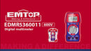 Multímetro digital de 600 voltios, Emtop, EDMR5360011