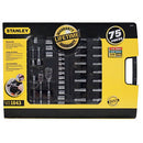 Juego de herramientas mecánicas (copas, extensiones, ratchets), 75 piezas, Stanley, 96-010