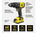 BARRENO INALAMBRICO DE 1/2", PERCUTOR, 20 VOLTIOS, SIN CARBONES, STANLEY, SBD715C2K-B3