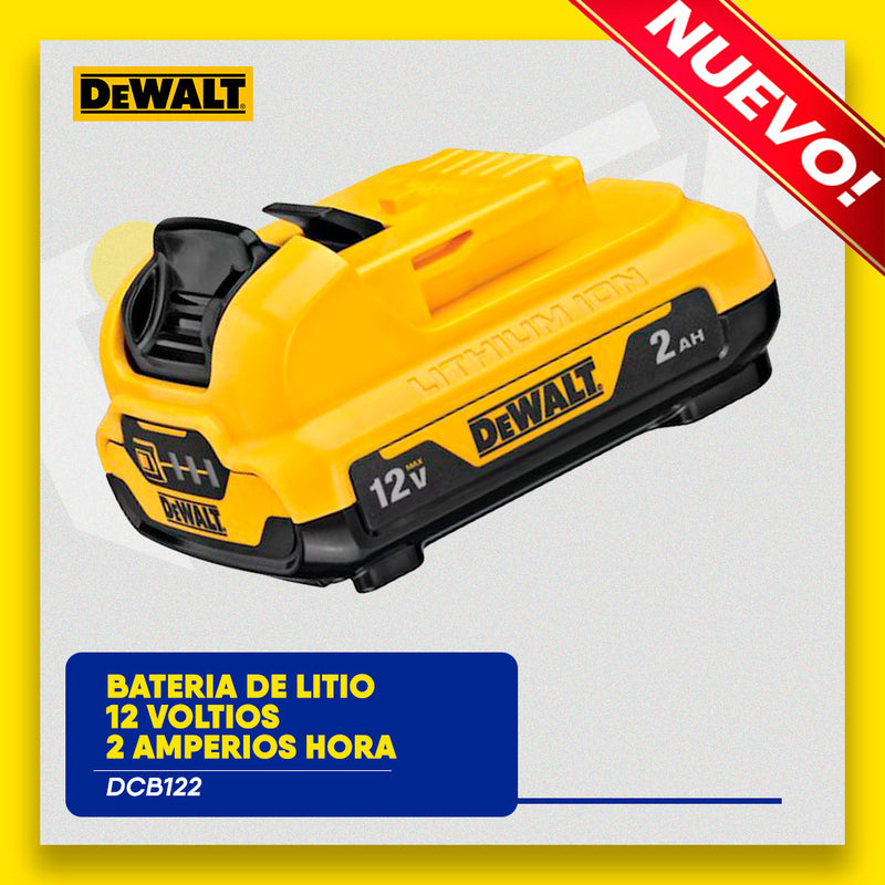 BATERIA DE LITIO, 12 VOLTIOS, 2 AMPERIOS HORA. MARCA DEWALT