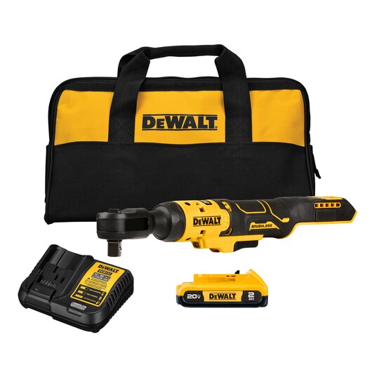 RATCHET DE 1/2 INALAMBRICO, ATOMIC, 20V, SIN CARBONES CON 2 BATERIAS CARGADOR Y MALETIN. MARCA DEWALT