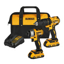 COMBO DE TALADRO PERCUTOR Y ATORNILLADOR DE IMPACTO, 20V, SIN CARBONES CON 2 BATERIAS, CARGADOR Y BOLSO. MARCA DEWALT