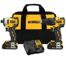 COMBO BARRENO PERCUTOR 1/2 Y ATORNILLADOR DE IMPACTO DE 1/4 ATOMIC, INALAMBRICO, 20 VOLTIOS, SIN CARBONES, DCK279C2, DEWALT