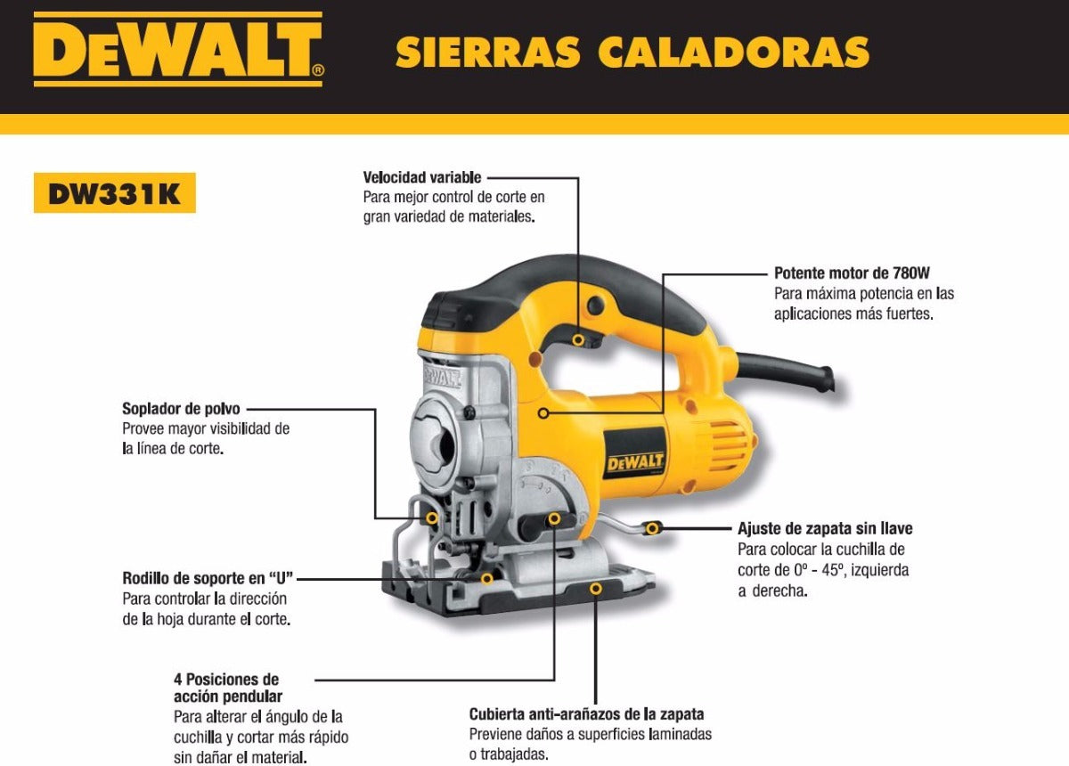 SIERRA CALADORA CON ACCION ORBITAL, DEWALT, DW331K