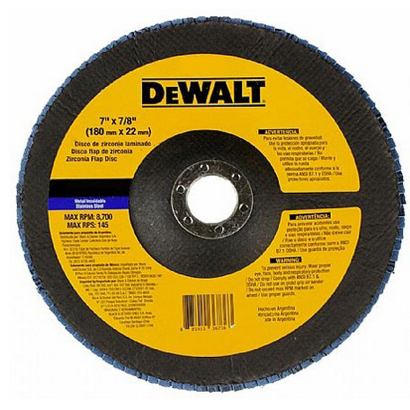 Discos de zirconio de 7 plgs, grano 40, Dewalt, dw8322-ar