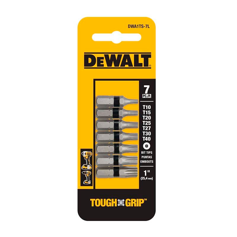 Juego de puntas para atornillar Torx, 7 piezas Tough Grip, Dewalt, dwa1ts-7l