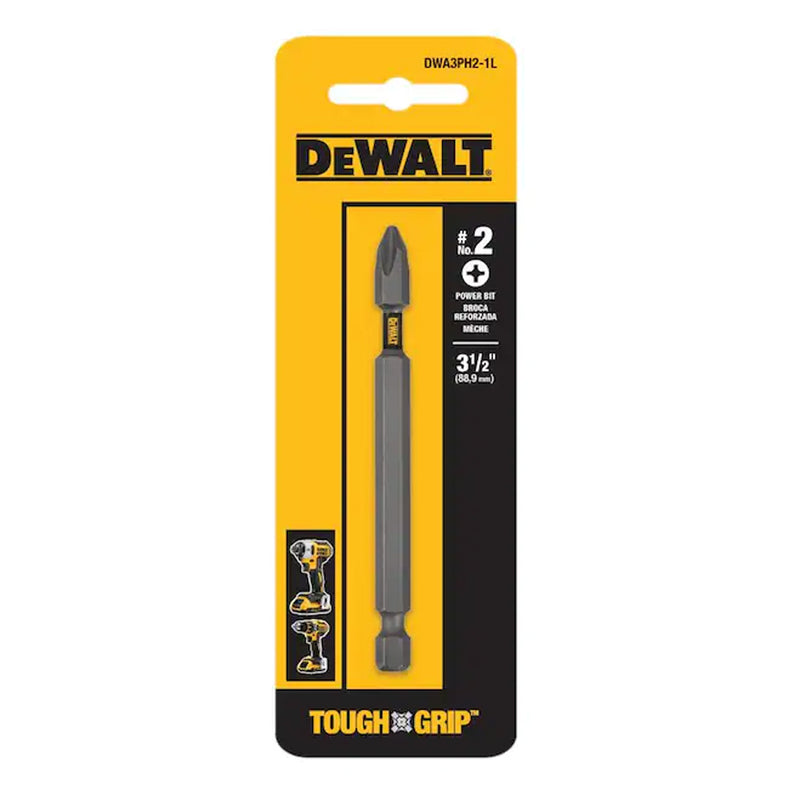 Punta para atornillar Phillips No. 2 de 3 1/2 plgs, Tough grip, Dewalt, dwa3ph2-1l