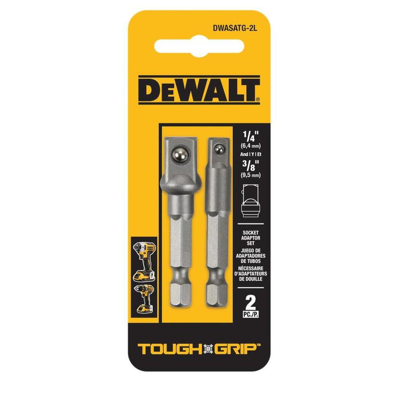 Juego de adaptadores para copas de 1/4 y 3/8, Tough grip, Dewalt, DWASATG-2L