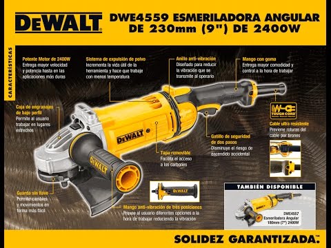 ESMERILADORA DE 9 PLGS, 2400 WATTS, 6500 RPM, DEWALT, DWE4559-B3