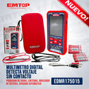 MULTIMETRO DIGITAL, DETECTA VOLTAJE SIN CONTACTO, PROBADOR DE DIODO, INDICADOR DE BATERIA, APAGADO AUTOMATICO. EMTOP