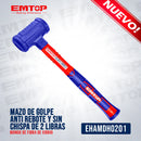 MAZO DE GOLPE ANTI  REBOTE Y SIN CHISPA DE 2 LIBRAS, MANGO DE FIBRA DE VIDRIO. MARCA EMTOP