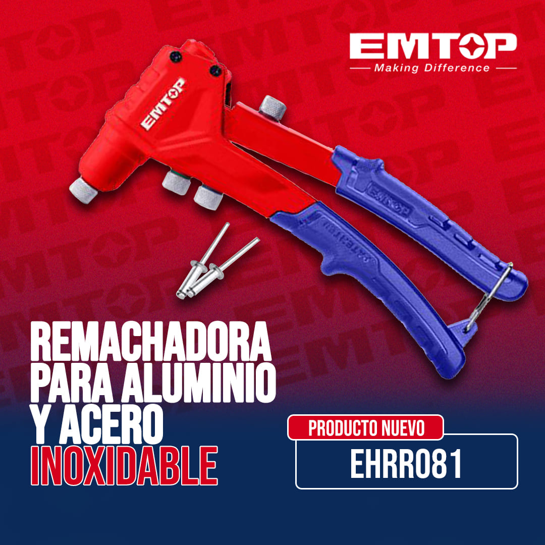 REMACHADORA DE MANO, 8 PULGADAS, PARA ALUMINIO Y ACERO INOXIDABLE . MARCA EMTOP, EHRR081