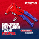 REMACHADORA DE MANO, 8 PULGADAS, PARA ALUMINIO Y ACERO INOXIDABLE . MARCA EMTOP.