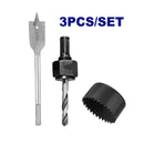 SET DE 3 PIEZAS PARA INSTALACION DE CERRADURAS, BROCA SIERRA 2  1/8, BROCA PALETA 7/8 Y EJE 3/8. MARCA EMTOP