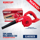SOPLADORA INALAMBRICA DE 20 VOLTIOS, 18,000 RPM, SIN CARGADOR NI BATERIA. MARCA EMTOP