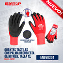 GUANTES TACTILES CON PALMA RECUBIERTA DE NITRILO , TALLA XL. MARCA EMTOP
