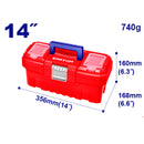 CAJA PLASTICA PARA HERRAMIENTAS CON SEGURO METALICO, LARGO 14, ANCHO 6.6, ALTO DE 6.3 PULGADAS. MARCA EMTOP