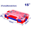 CAJA ORGANIZADORA CON DIVISIONES DE 15 PULGADAS, SE PUEDE APILAR UNA CON OTRA. MARCA EMTOP