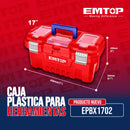 CAJA PLASTICA PARA HERRAMIENTAS, ANCHO DE 17 PULGADAS, LARGO DE 8.7, ALTO DE 8 PULGADAS .MARCA EMTOP