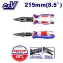 ALICATE PUNTA LARGA 8.5 PULG, MATERIAL CR-V, REVESTIMIENTO DE TEFLON, MANGO TPR DE 3 COLORES AGARRE FUERTE, COMODO.EMTOP