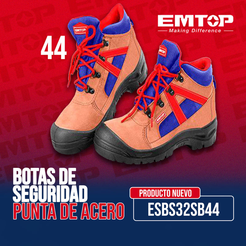 BOTAS DE SEGURIDAD PUNTA DE ACERO, TALLA 44, SUELA DE DOBLE