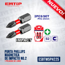 PUNTA PHILLIPS MAGNETICA DE IMPACTO No.2, 1 PULGADAS DE LARGO. MARCA EMTOP