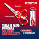 TIJERA DE ACERO INOXIDABLE CON MANGO ANTI DESLIZANTE. MARCA EMTOP
