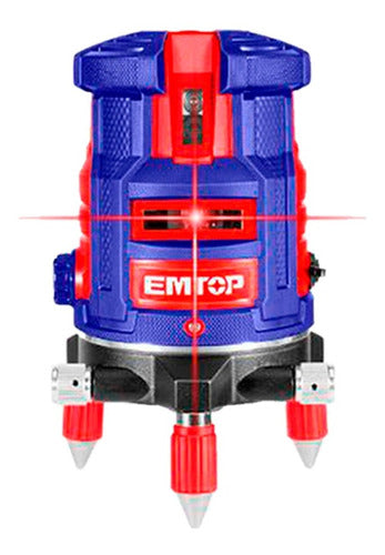 NIVEL LASER, LINEAS HORIZONTAL Y VERTICAL, LUZ ROJA, RANGO 30 METROS, BATERIAS INCLUIDAS . MARCA EMTOP