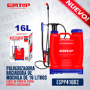 PULVERIZADORA/ROCIADORA DE MOCHILA DE 16 LITROS, LANZA DE FIBRA DE VIDRIO, CORREAS ACOLCHADAS. EMTOP
