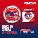 DISCO DE SIERRA, 4-1/2 PULG, 40 DIENTES ,PARA MADERA. MARCA EMTOP