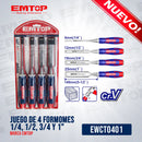 JUEGO DE 4 FORMOMES 1/4, 1/2, 3/4 Y 1 PULGADA. MARCA EMTOP