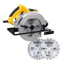 SIERRA CIRCULAR, 7-1/4 PULG, 1,600 WATTS, INCLUYE DISCO DE 24 DIENTES Y DISCO DE 40 DIENTES. MARCA STANLEY (MO8)