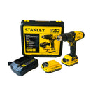 BARRENO INALAMBRICO DE 1/2", PERCUTOR, 20 VOLTIOS, STANLEY, SCD711C2K-B3