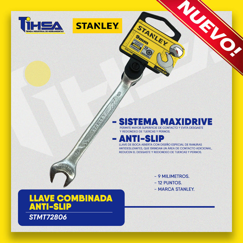 Llave cola corona de 9 mm, boca antideslizante, Stanley, STMT72806