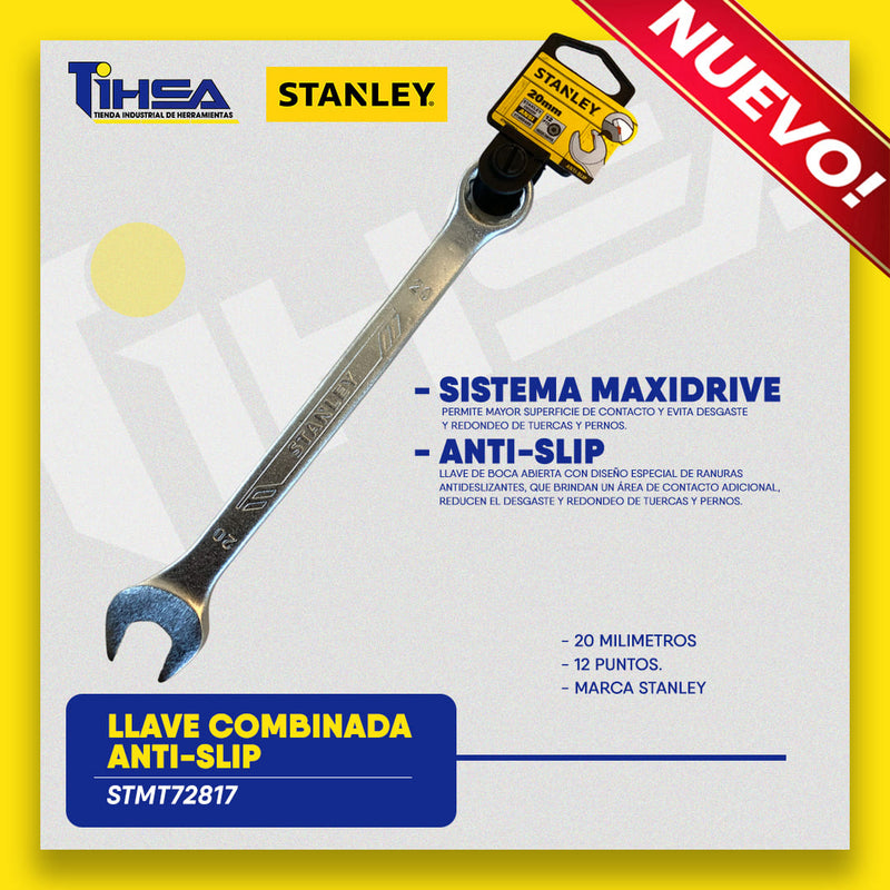 Llave cola corona de 20 mm, boca antideslizante, Stanley, STMT72817