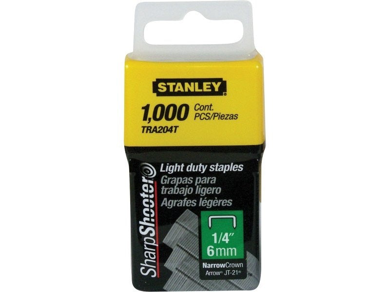 CAJA DE GRAPAS DE 1/4 PLGS, 1000 PIEZAS, USO LIGERO, PARA TR35, TR40 Y TR45. TRA204T, STANLEY