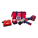 PULIDORA/ESMERILADORA INALAMBRICA, 4-1/2 PULG, 20V, MOTOR BRUSHLESS ,2 BATERIAS 5 AH,CARGADOR, 10 DISCOS Y BOLSO.EMTOP