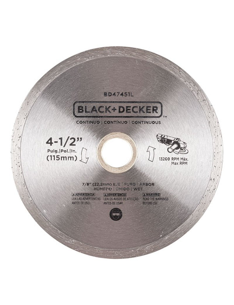 DISCO DIAMANTADO 4 1/2 Plgs CONTINUO - BLACK DECKER