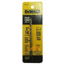 BROCA PARA METAL Y MADERA, 3/16 PULG, CON PUNTA PILOTO, USO INDUSTRIAL. MARCA DEWALT