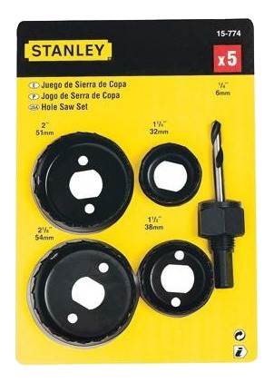 SET DE 5 PIEZAS, MANDRIL Y 4 BROCAS | MARCA STANLEY